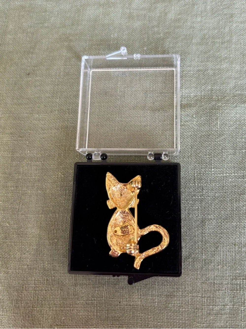 Cat Pins & Tiny Box with Stud Earrings